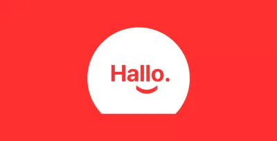 Hallo smiley rode achtergrond baldt