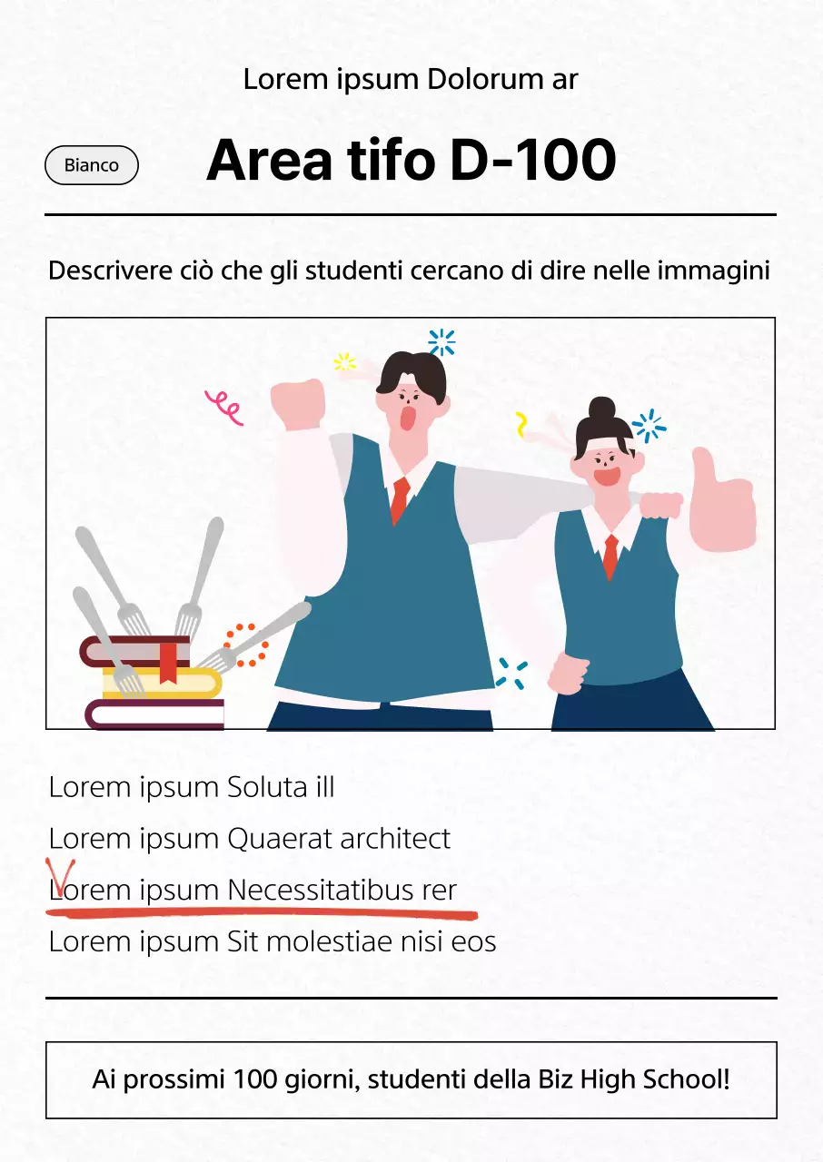 Poster di incoraggiamento per i test d'ingresso con concetto di foglio d'esame