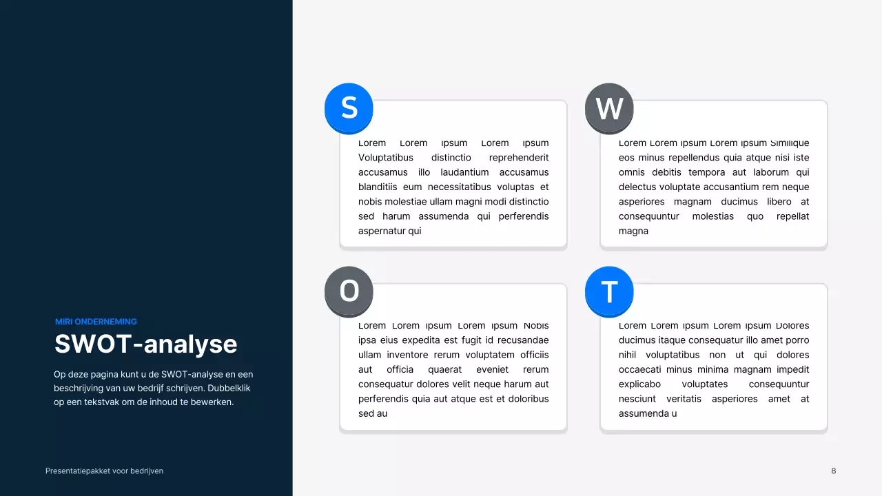 Eenvoudig zakelijk materiaal in blauw en grijs