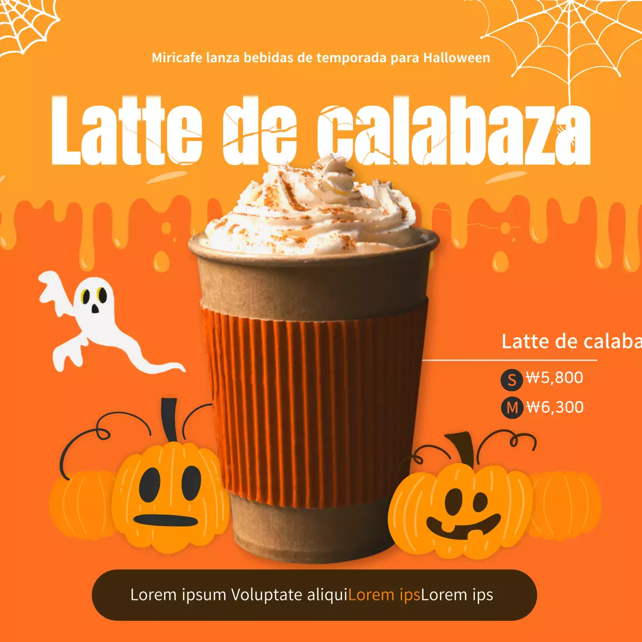 Naranja lindo Halloween Ilustración HalloweenDrinks Instagram Feed para Cafe