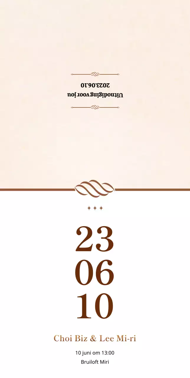 Eenvoudige witte en bruine huwelijksuitnodigingen