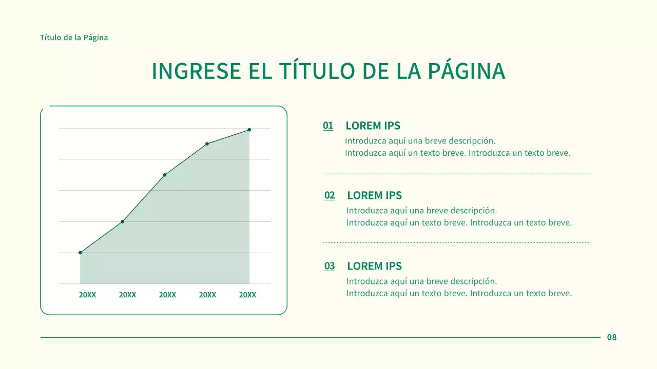 Presentación sencilla de un proyecto empresarial con puntos circulares verdes
