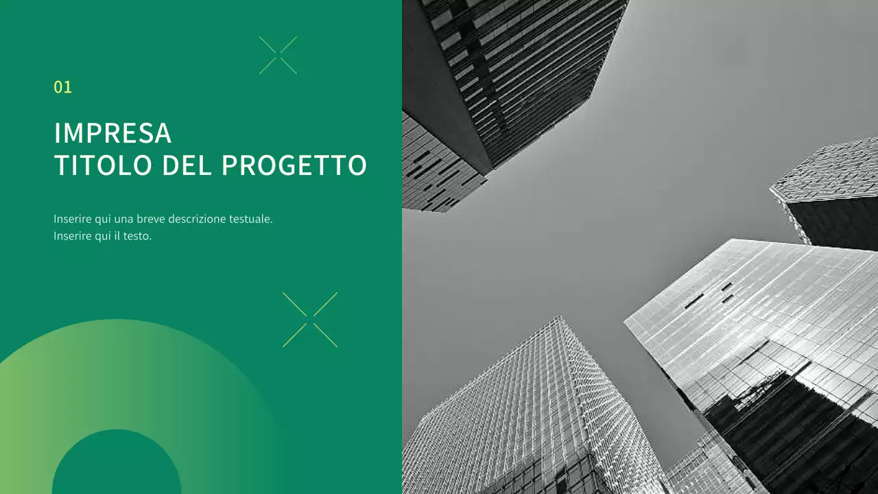 Presentazione di un progetto aziendale semplice con punti verdi cerchiati