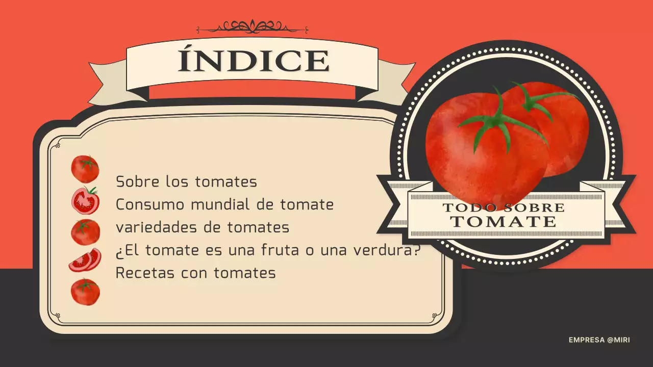 Presentación de tomates con un concepto de etiqueta vintage en naranja y azul marino