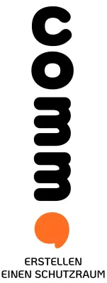 Raumfahrtdesign-Unternehmenslogo mit orangefarbenen und schwarzen Akzentfarben