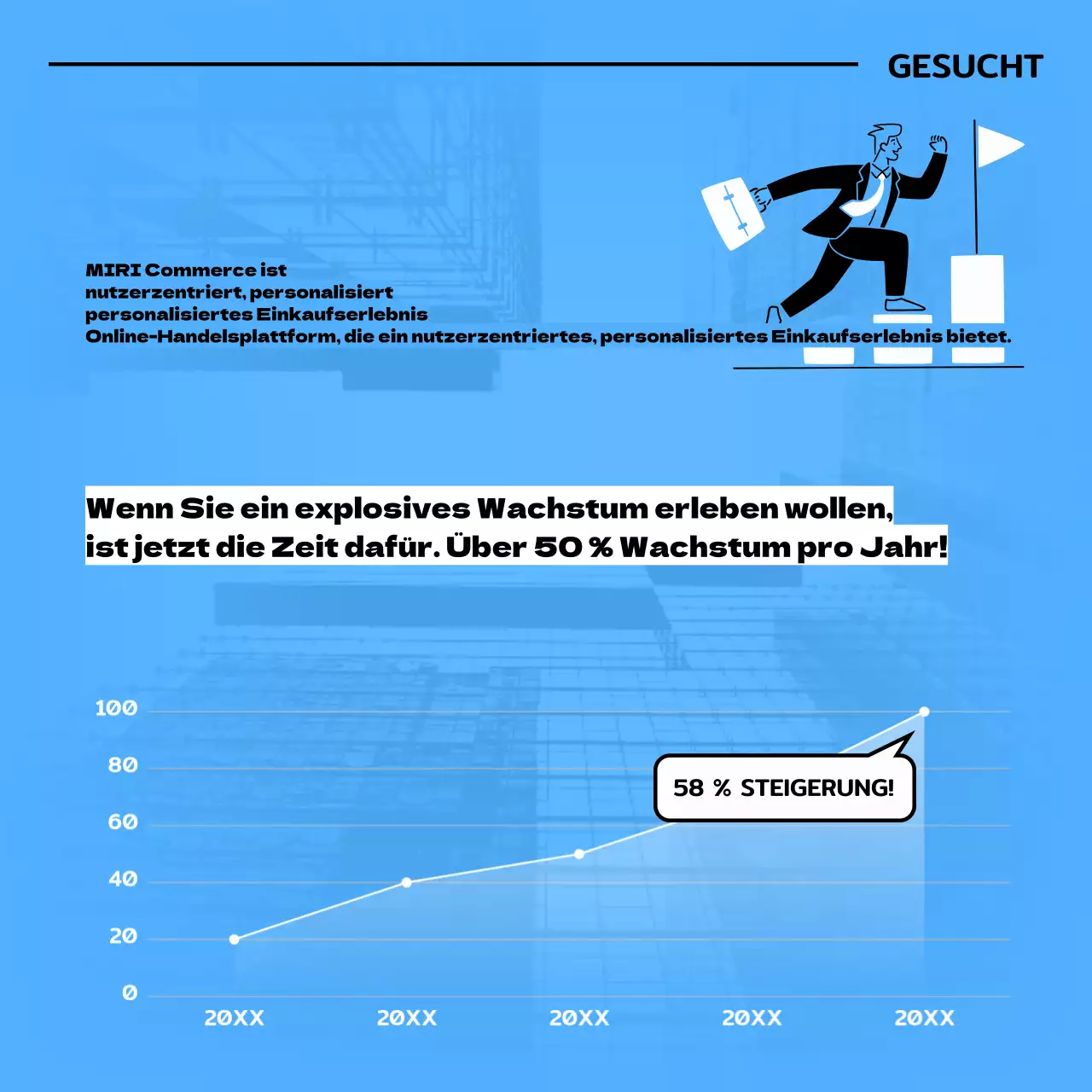 Anwerbung für Praktika mit Illustrationen in Hellblau und Schwarz