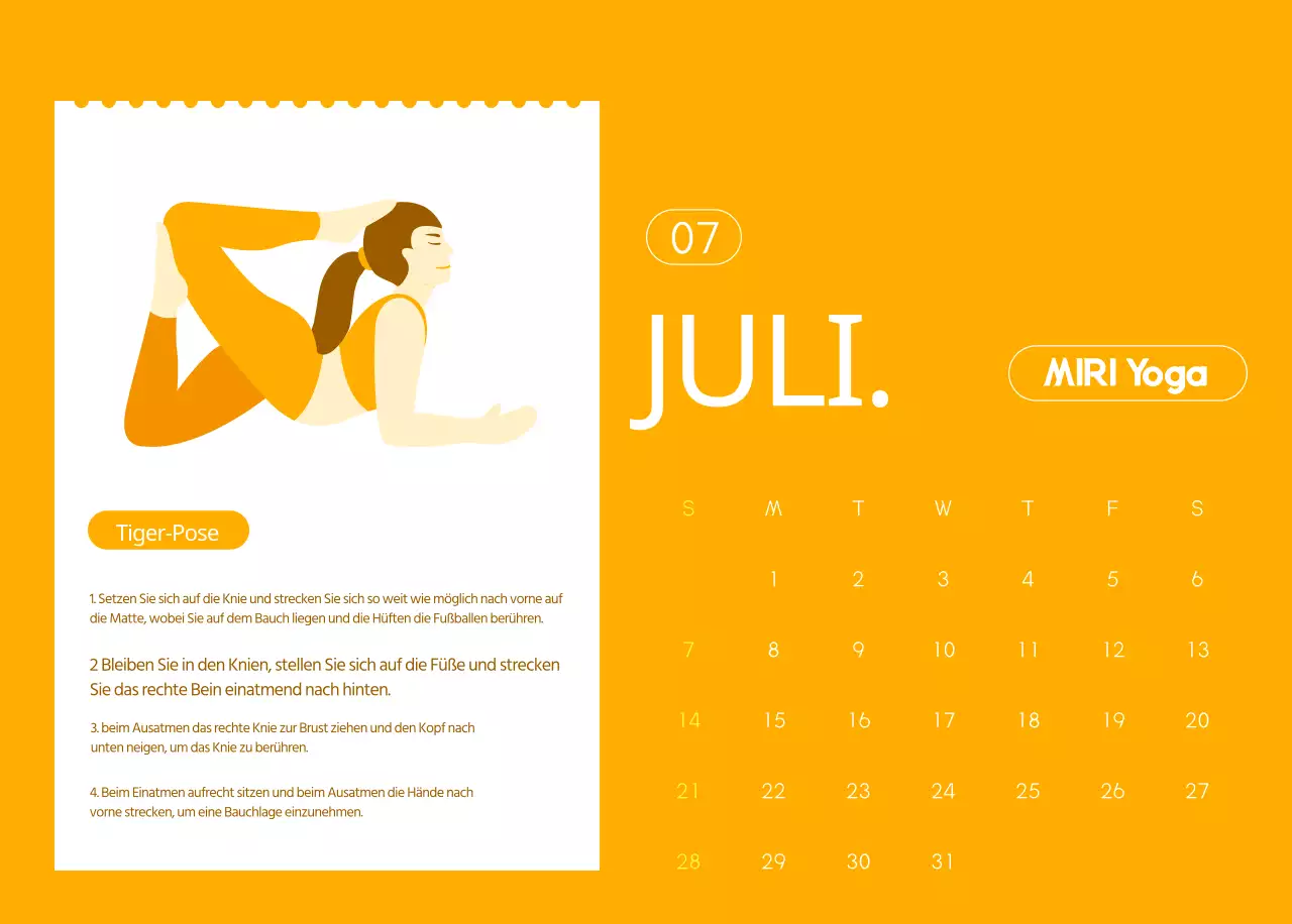 Orangefarbene Kalender zum Verschenken bei der Werbung für Ihr Yogastudio