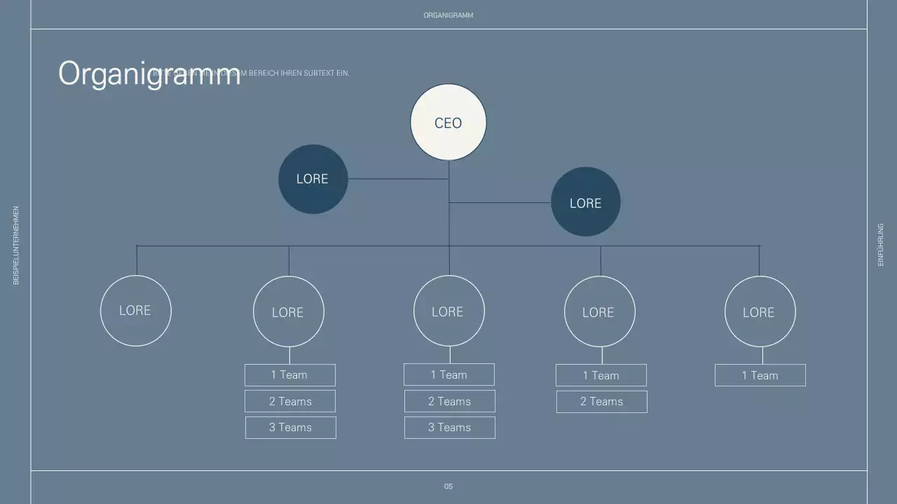 Einfaches Layout in Beige und Marineblau für ein Unternehmensprofil