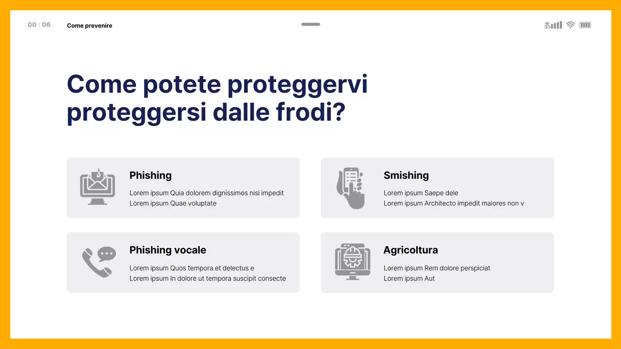 Tema di educazione alla frode finanziaria con modello mobile