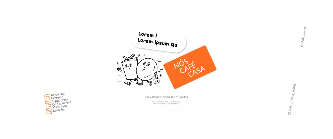 Promova o seu café com personagens com autocolantes elegantes em laranja, preto e branco.
