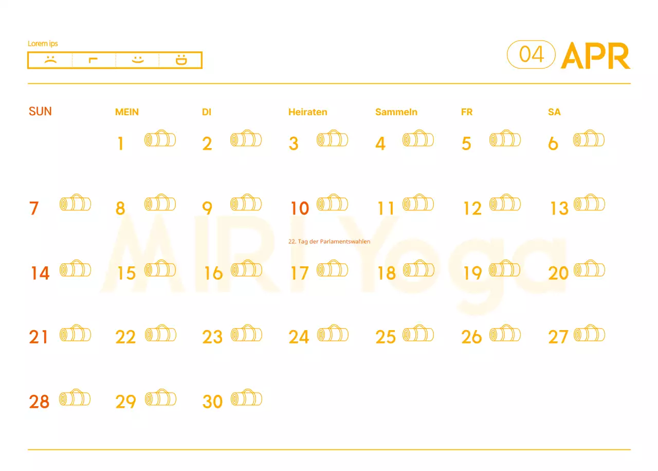 Orangefarbene Kalender zum Verschenken bei der Werbung für Ihr Yogastudio