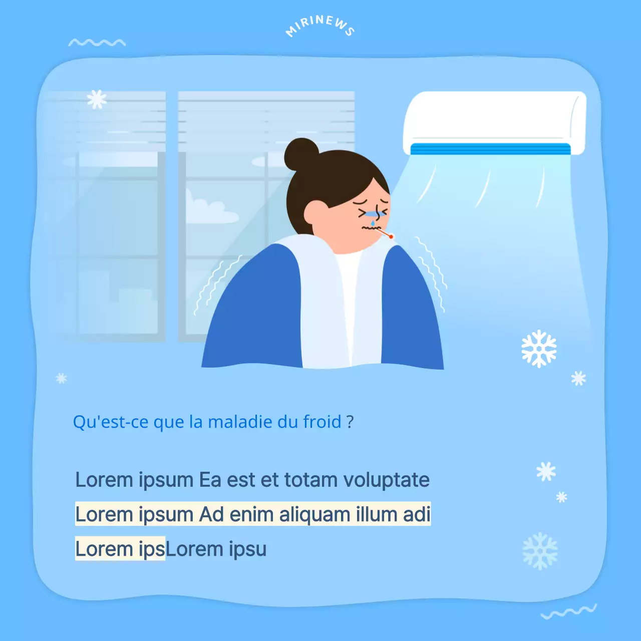 Illustration bleu clair Comment éviter d'être malade en été