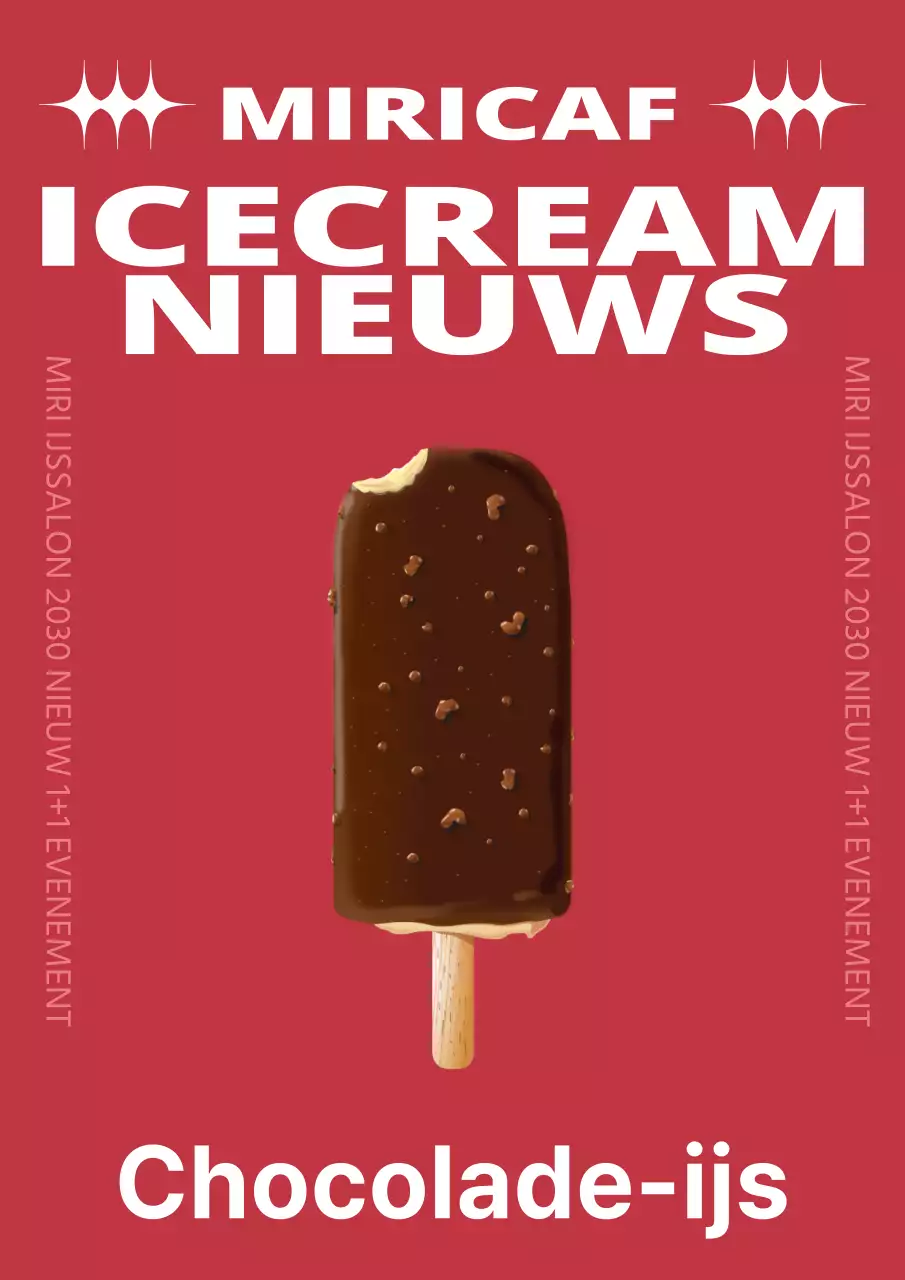 Een nieuw ijsmenu promoten met een eenvoudig wit en rood kleurenschema