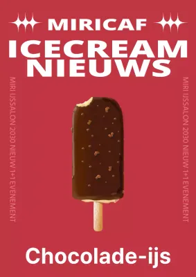 Een nieuw ijsmenu promoten met een eenvoudig wit en rood kleurenschema