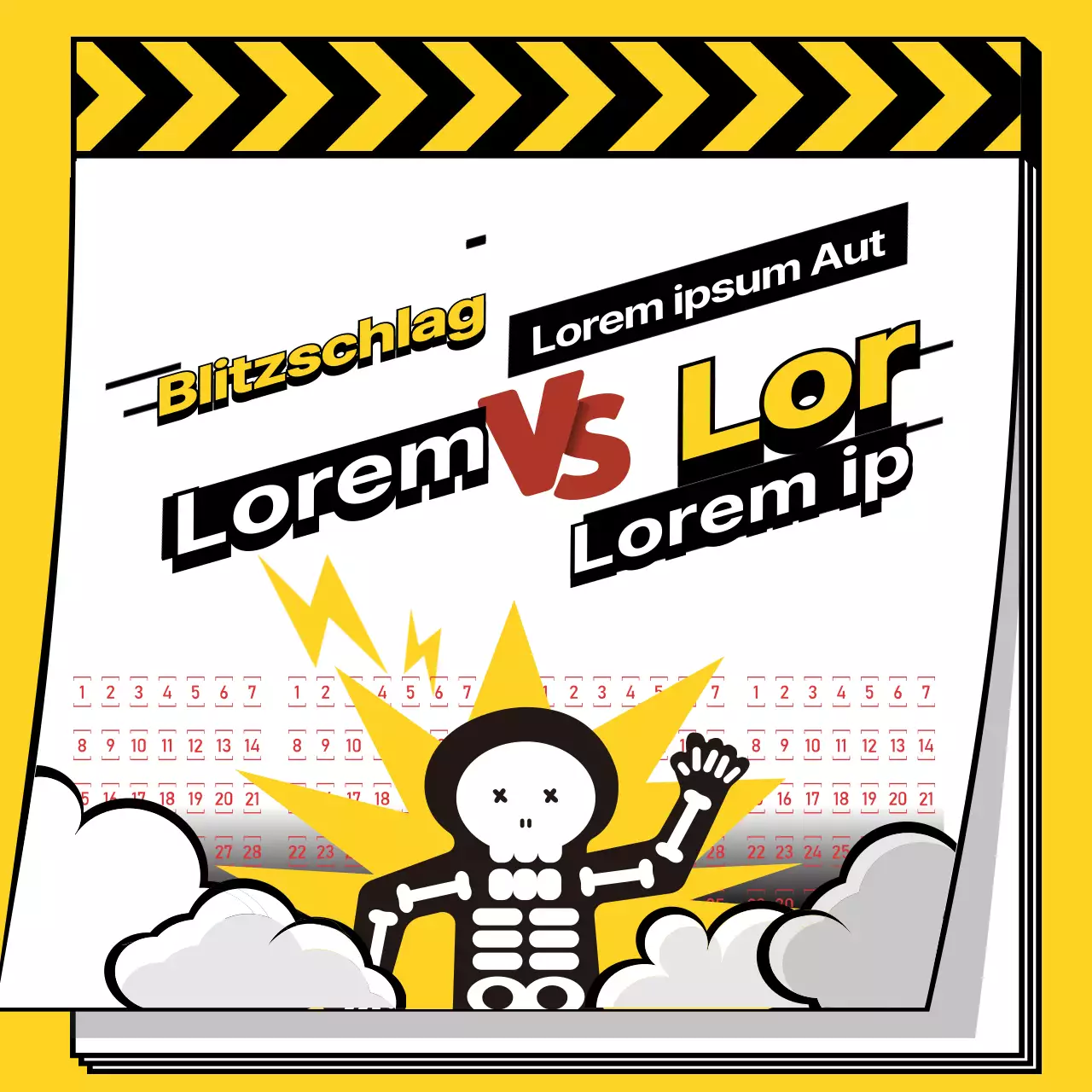 Blitze Vorsicht Thema mit gelben sauberen Illustrationen