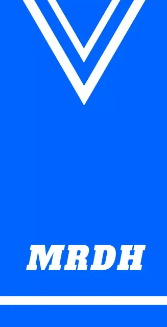 Balsa de uniforme de tienda de deportes con logotipo blanco sobre fondo azul