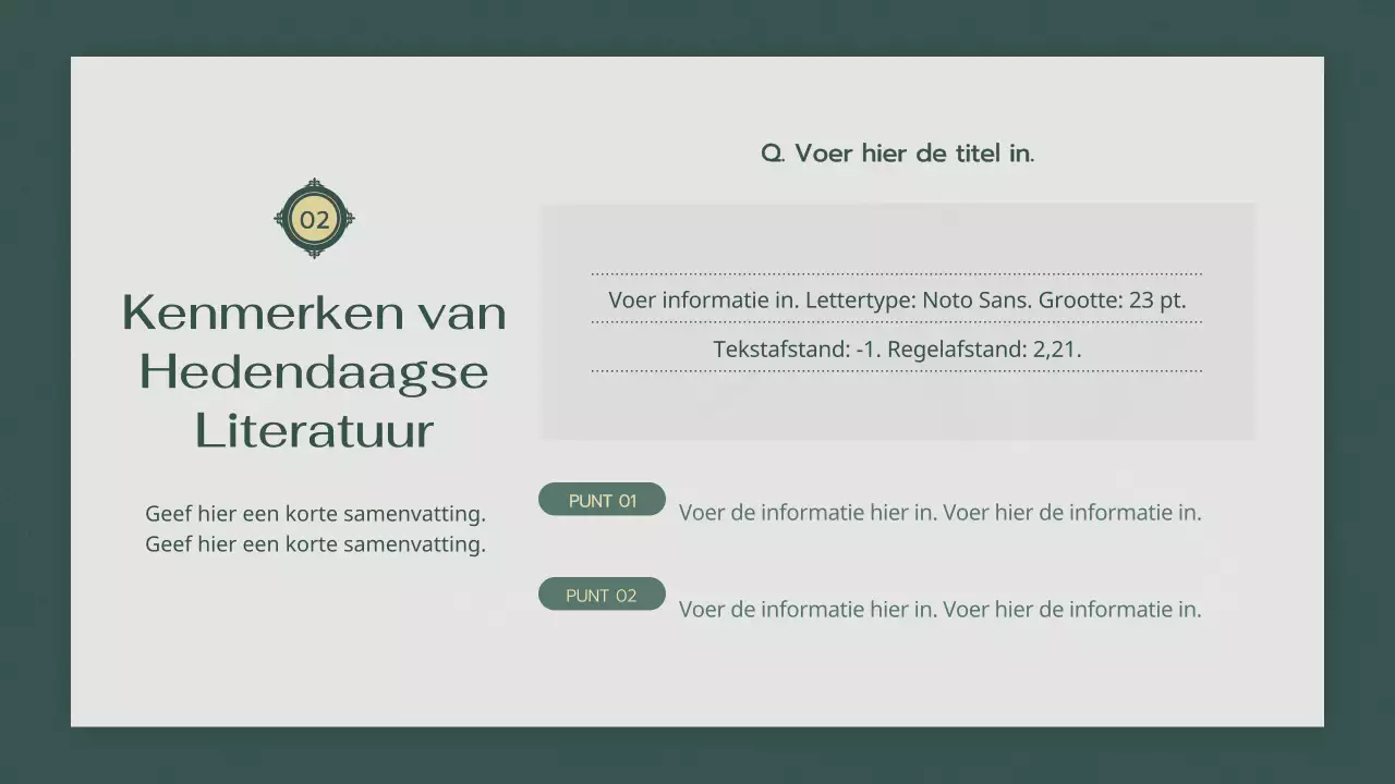 Groene, rustgevende sfeer Moderne literatuurles