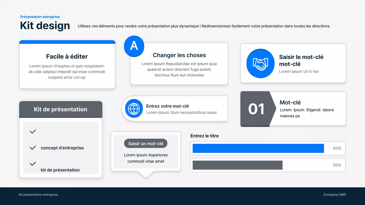 Matériel d'entreprise simple en bleu et gris