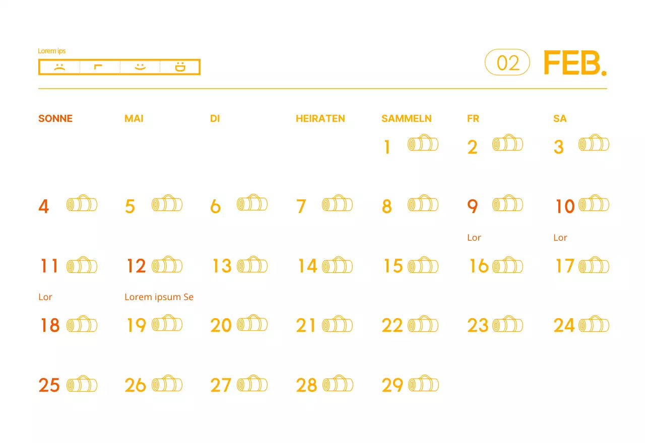 Orangefarbene Kalender zum Verschenken bei der Werbung für Ihr Yogastudio