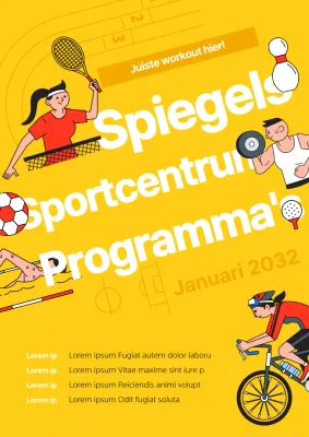 Geel Rood Wit Eenvoudig Karakter Illustratie Diagonaal Concept Sportschool Informatie Thema