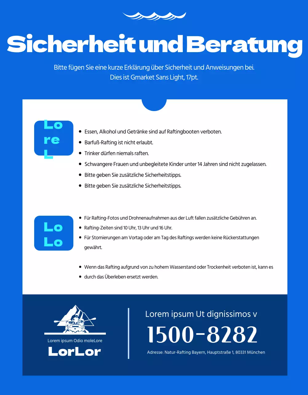 Kühles, sauberes Rafting in Hellblau und Weiß