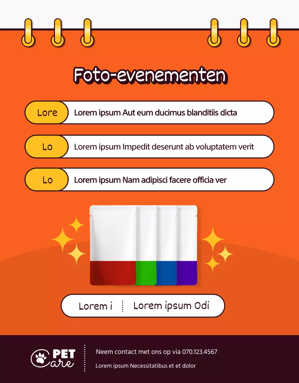 Illustratie in pop-artstijl van een schattig concept in oranje en geel Dierenwinkel met huisdierverkoop