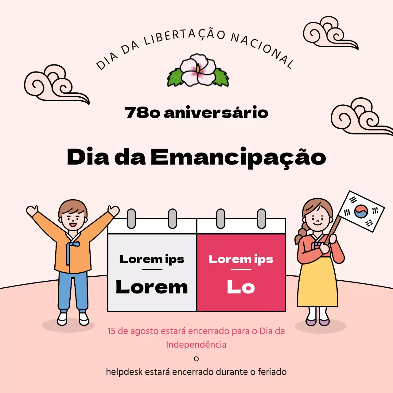 Um conceito cor-de-rosa, giro e limpo para os seus fechos de calendário do Dia da Independência
