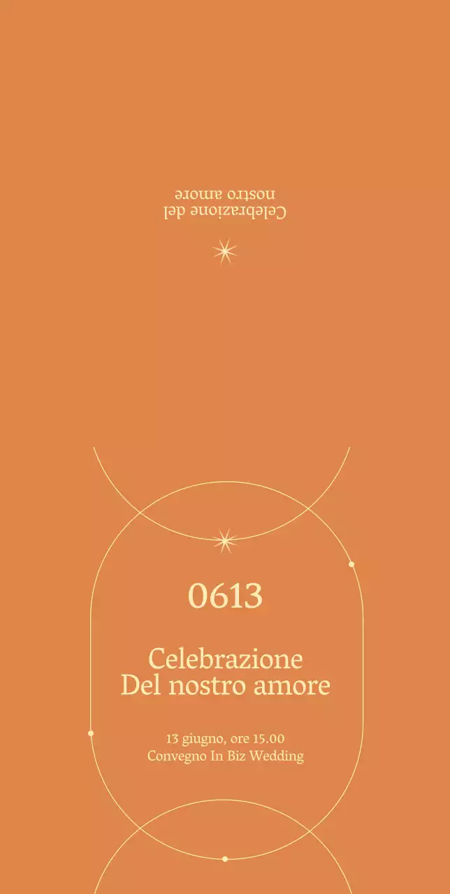 Invito di nozze semplice ed emozionale con sfondo arancione