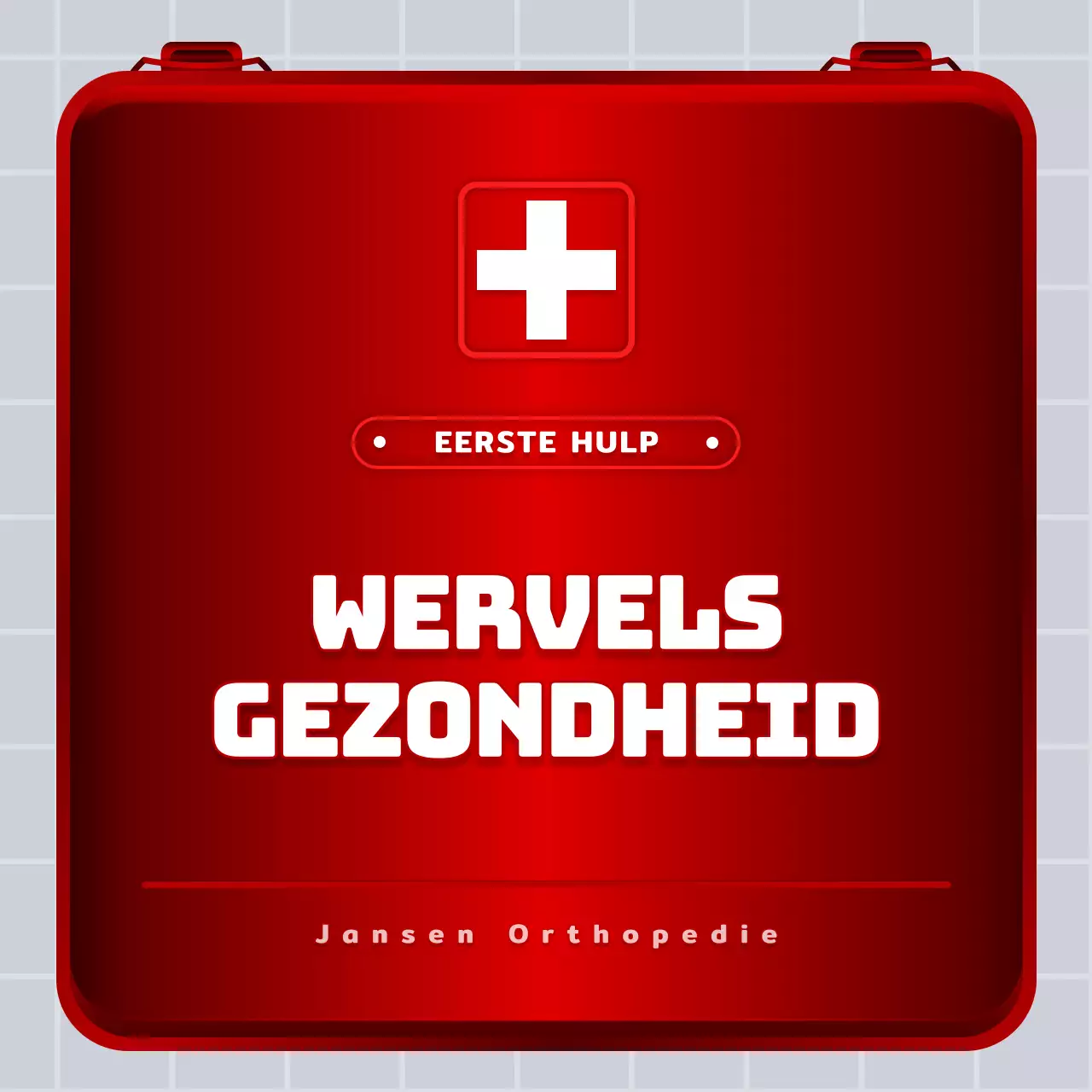 Rood-wit ijzeren verbanddoos concept Lumbale disc informatie en ziekenhuispromotie
