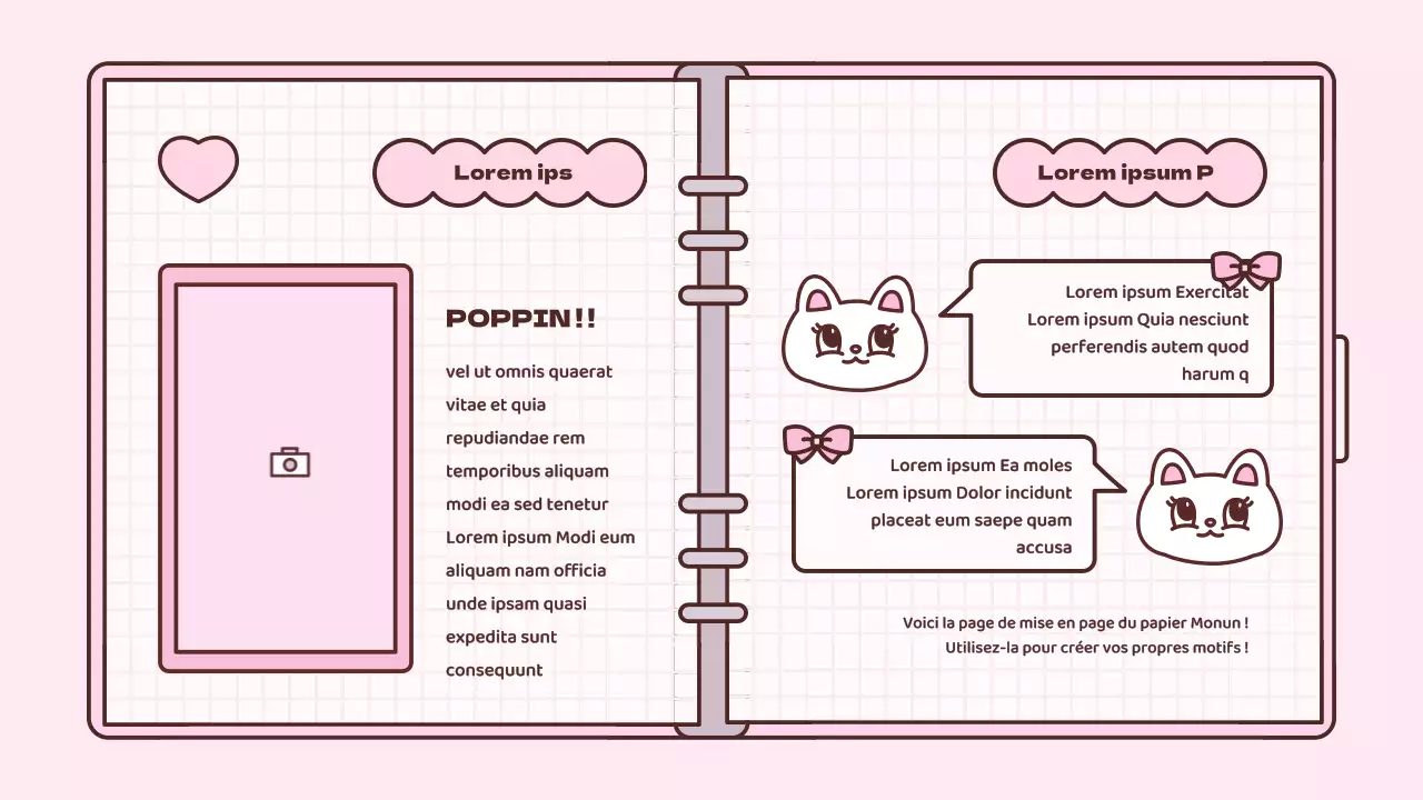 Kit de présentation du concept d'agenda mignon en rose