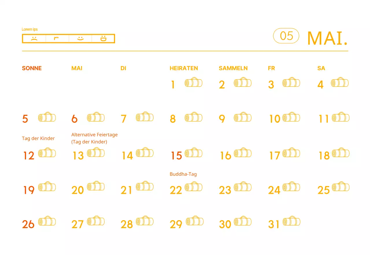 Orangefarbene Kalender zum Verschenken bei der Werbung für Ihr Yogastudio