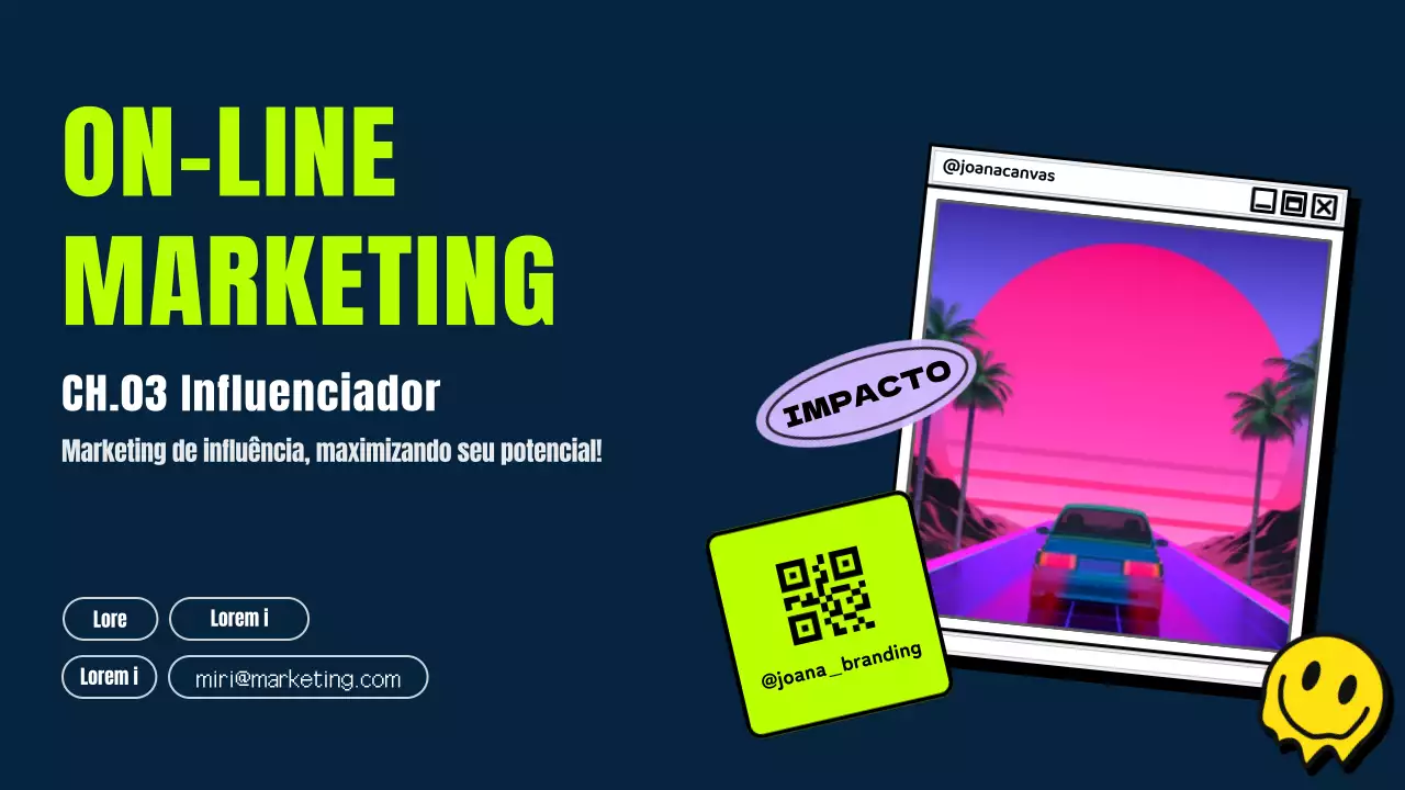 Um tema de redes sociais retro em tons de azul-marinho e néon