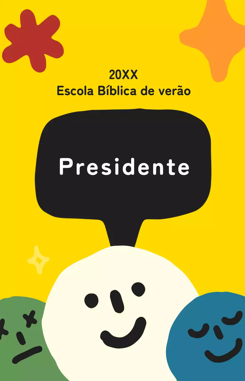 Fofos cartões de identificação de escola bíblica com fundo amarelo