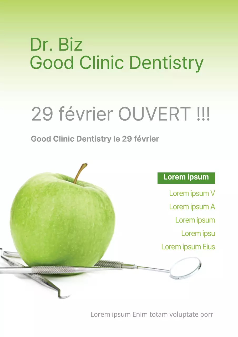 Spécialités et cabinets dentaires avec photos en vert