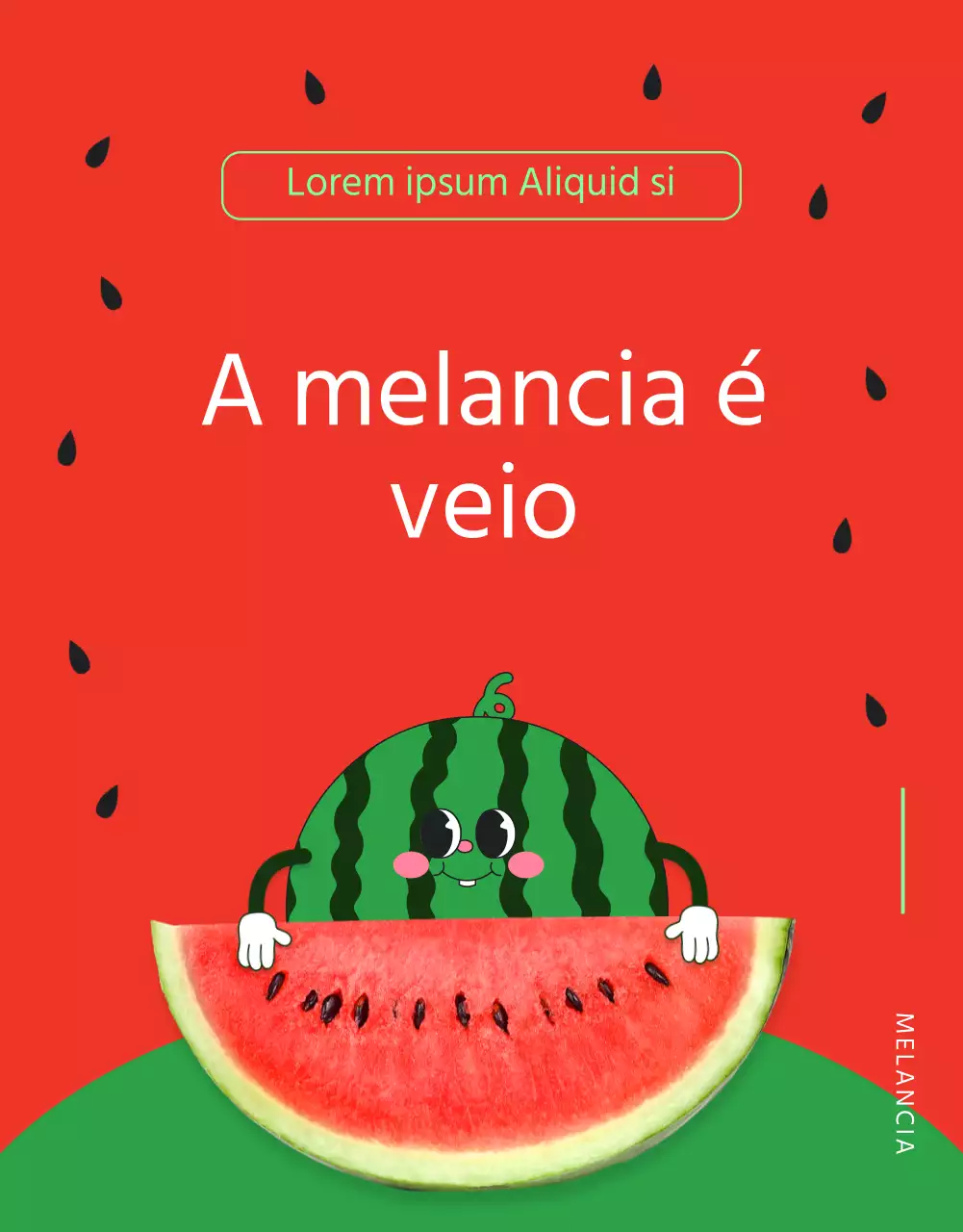 Promover um centro comercial que venda melancias tropicais em vermelho e verde
