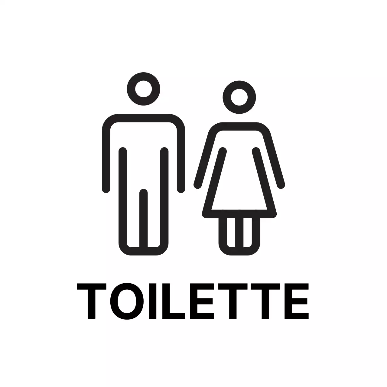 Segnaposto semplice in bianco e nero in stile pittogramma della toilette