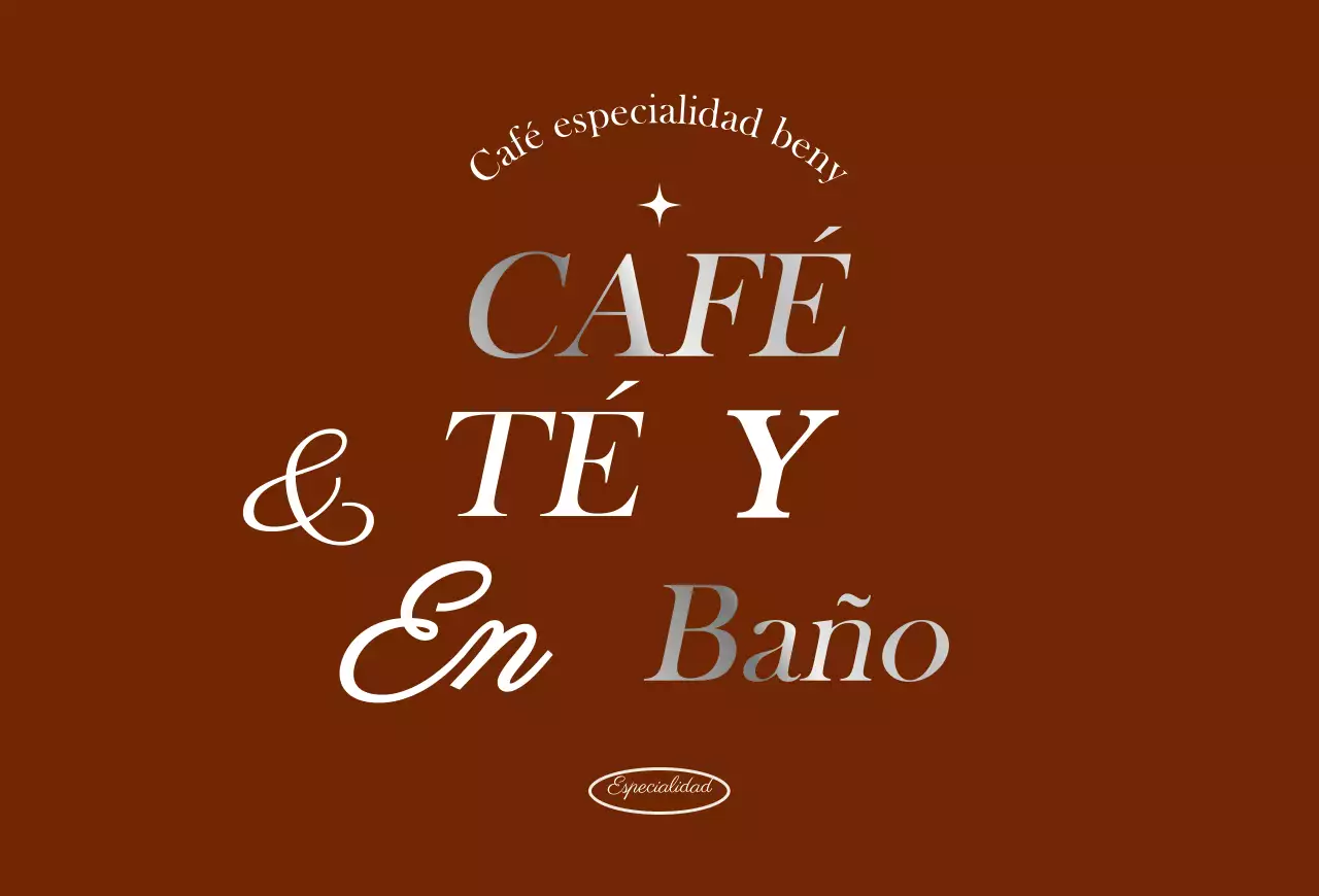 Letra de café sentimental en marrón y plata