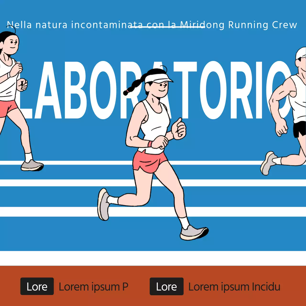 Annuncio di workshop per il concetto di illustrazione di corsa blu-marrone