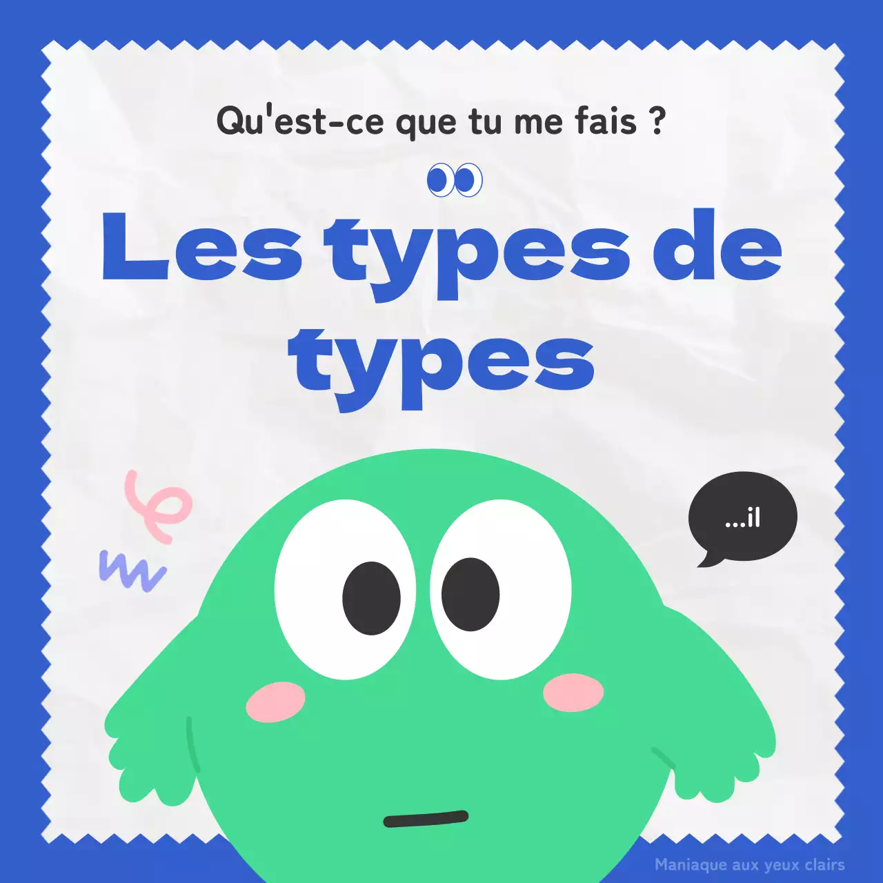 Des illustrations bleues et vertes très amusantes présentent le vrai type de collègue.