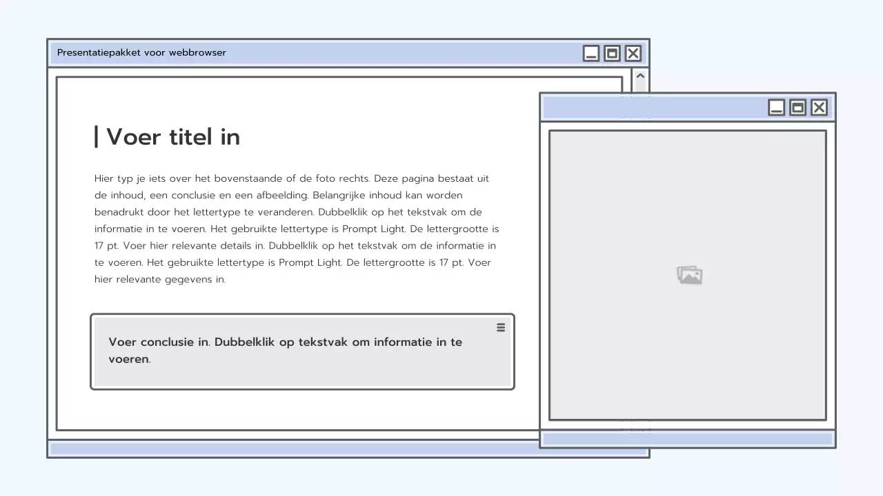 Presentatiepakket met lichtblauw browserconcept