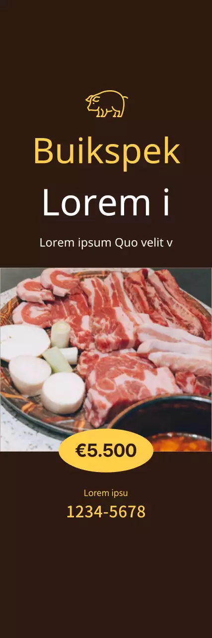 All-you-can-eat buikspek promotie klein op bruine achtergrond