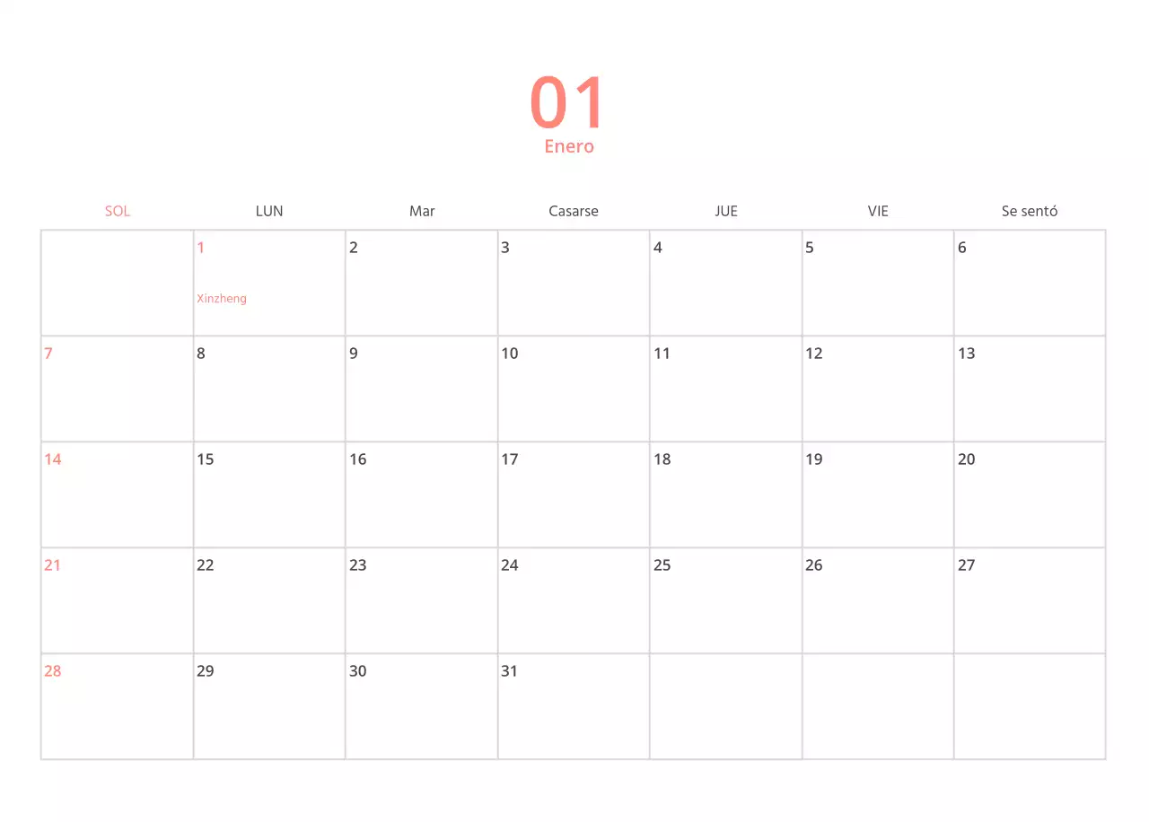 Calendario ilustrado multicolor