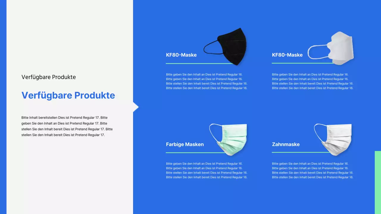 Blaue mintfarbene Präsentation eines Angebots für ausgelagerte Produktionsdienstleistungen