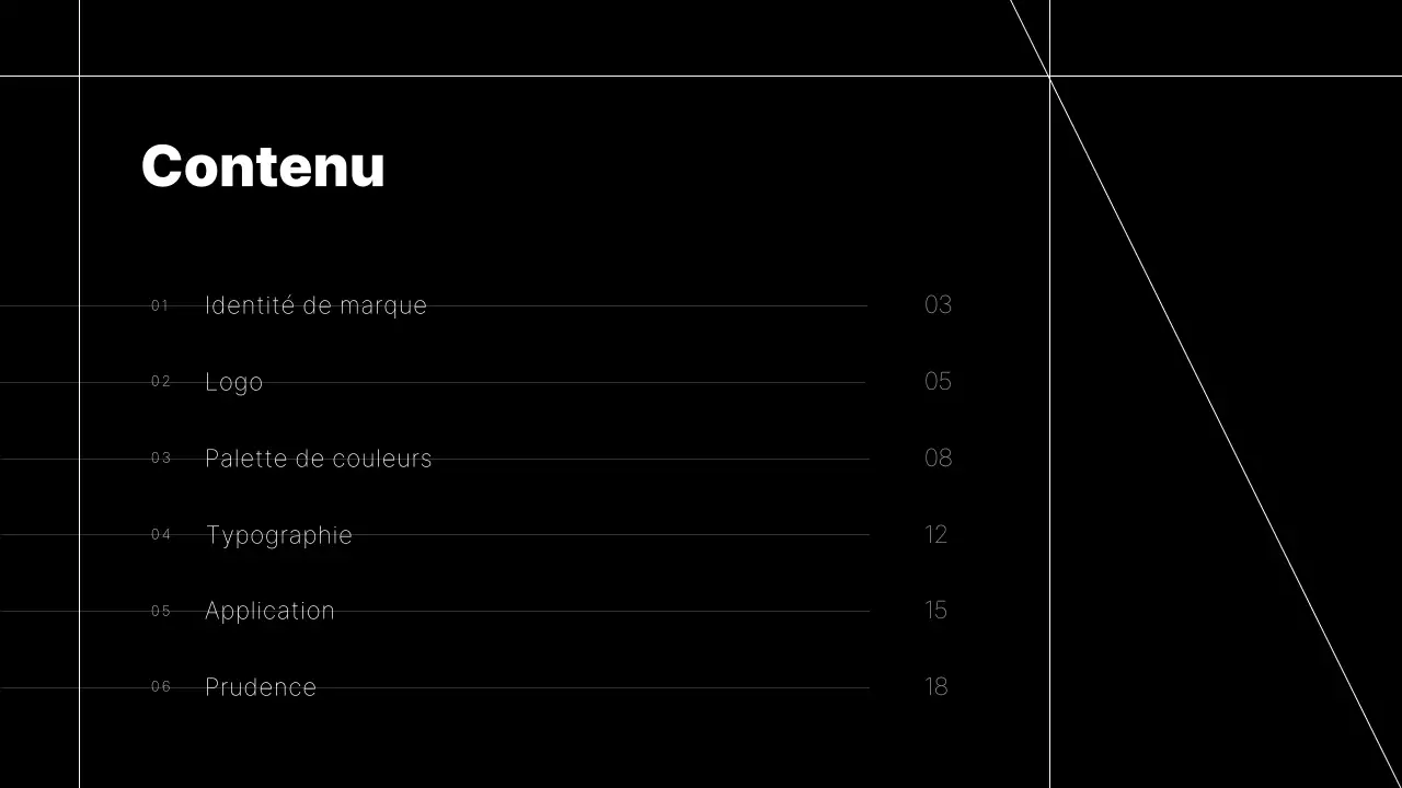 Proposition de guide de conception de marque simple avec des lignes noires