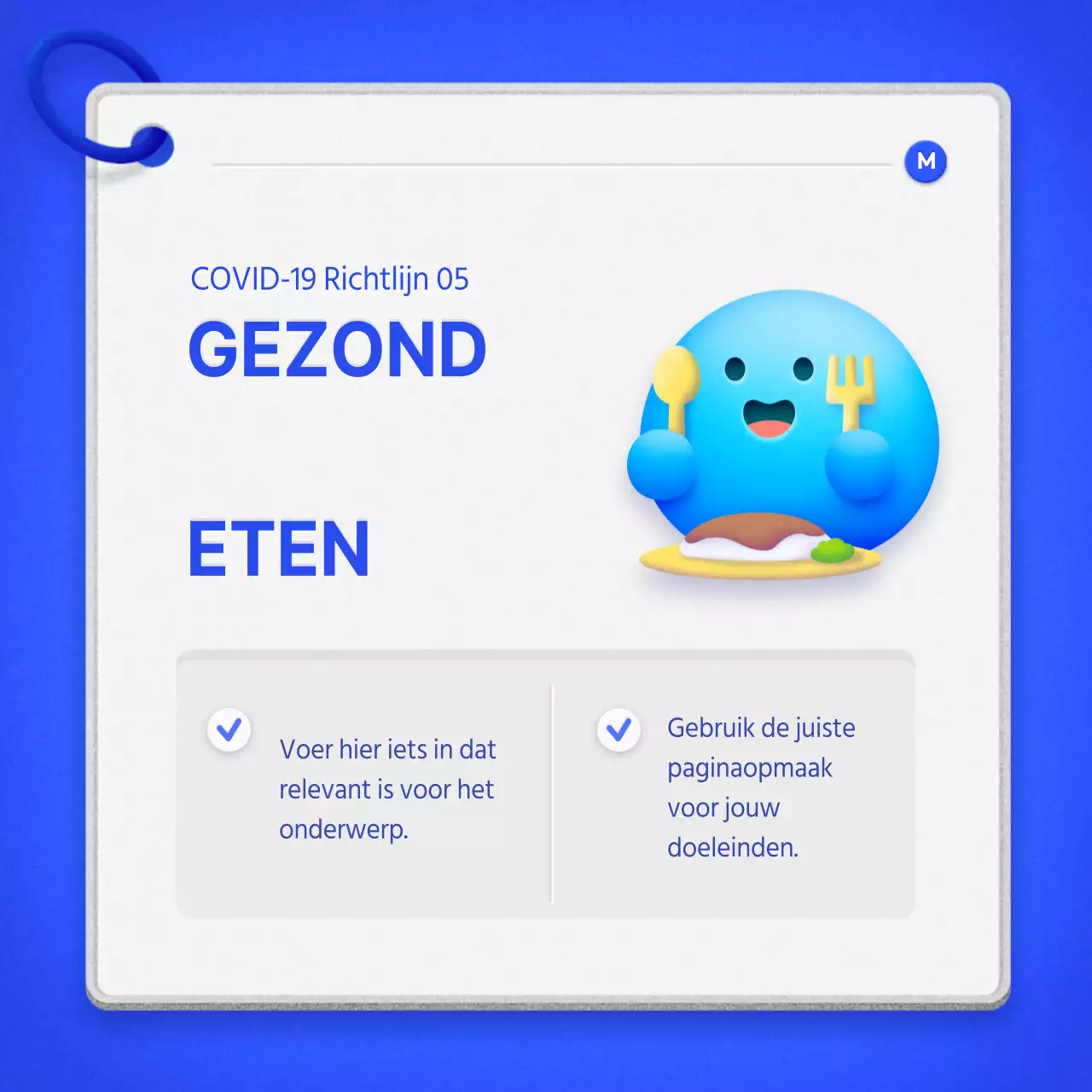 Een keurige thuiszorggids met een blauw cue card concept