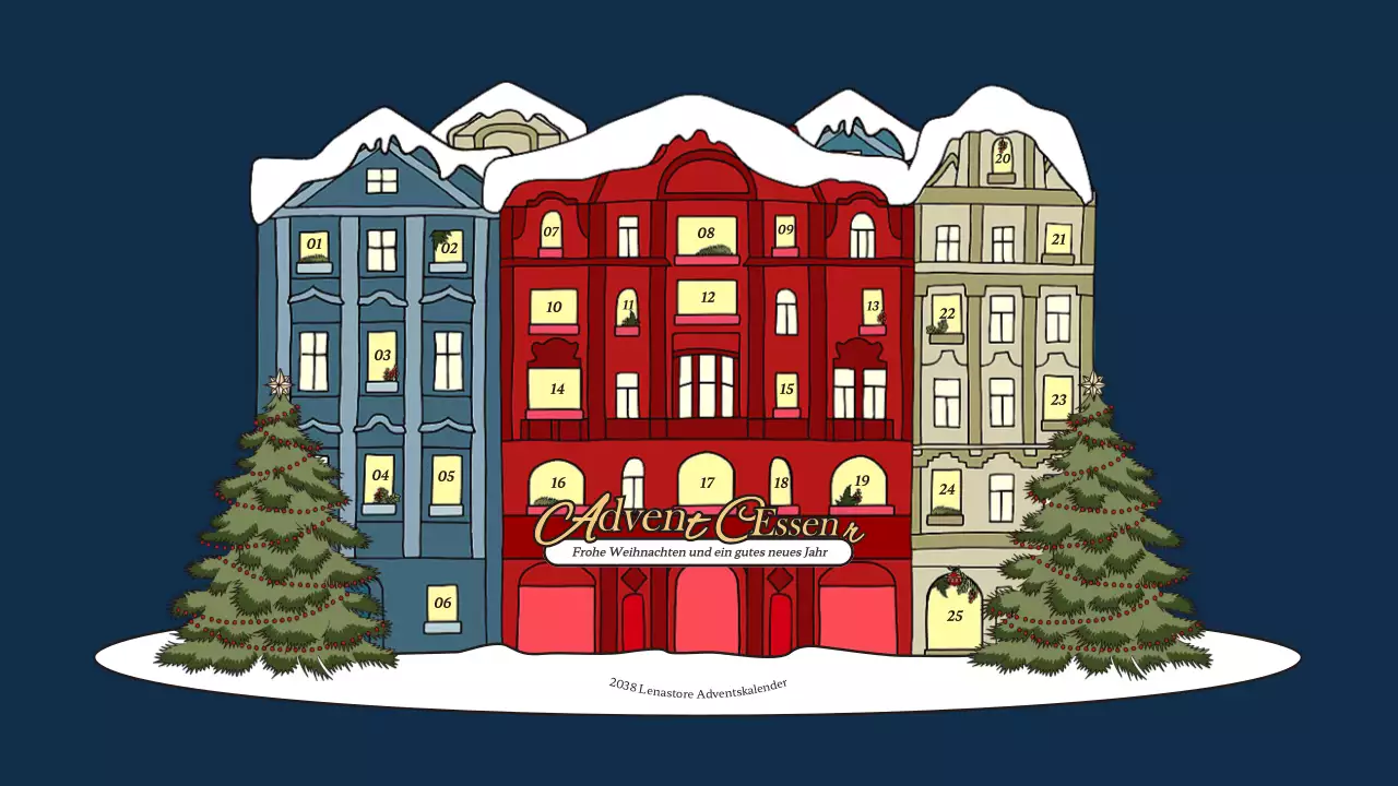 Weihnachtsvorschaukalender in Blau und Rot