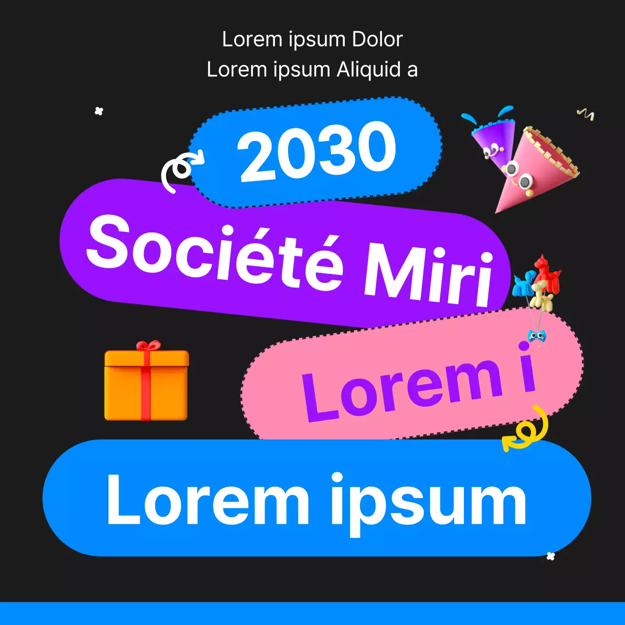 Promouvoir l'ouverture d'un centre d'aide sociale interne kitsch en noir et bleu