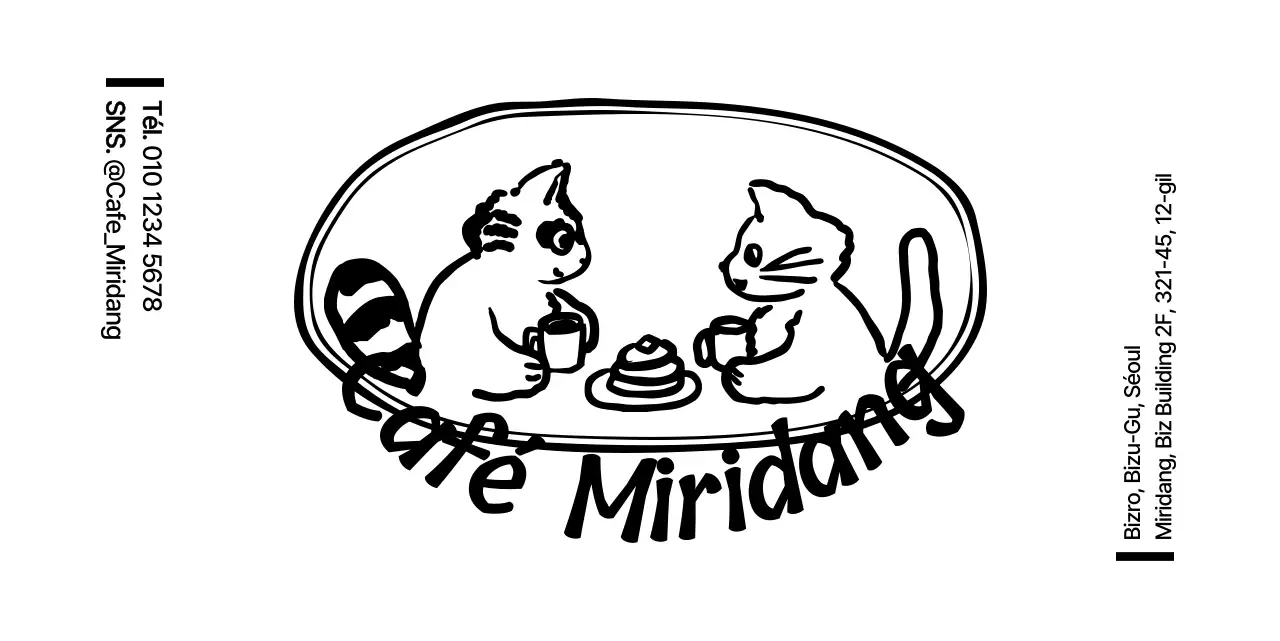 Illustration d'un raton laveur et d'un chat mignons, logo de style emblématique pour les informations et les services d'un café.