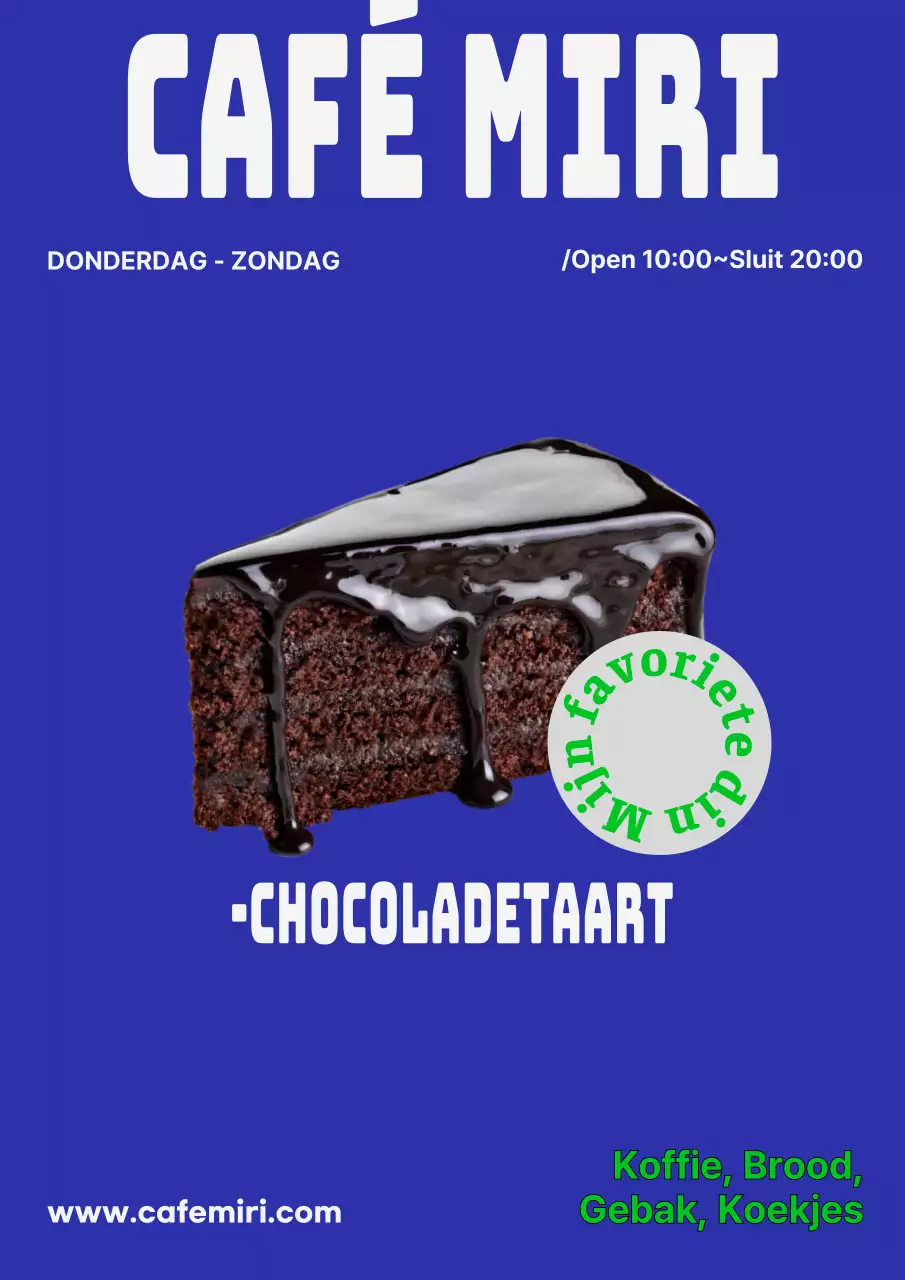 Promoot een trendy chocoladetaart in blauw