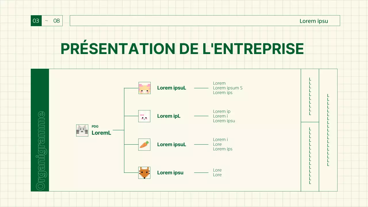 Proposition de jeu utilisant des lignes et du pixel art avec des points de couleur verte